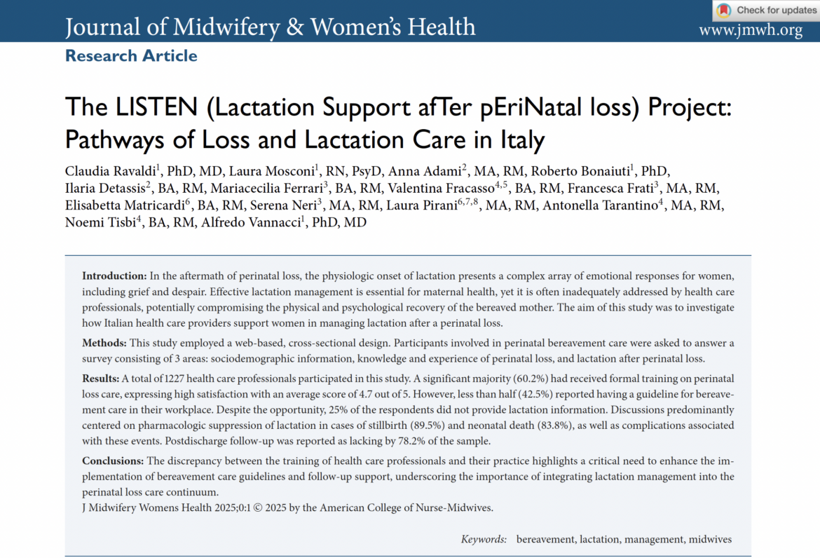The LISTEN (Lactation Support afTer pEriNatal loss) Project: